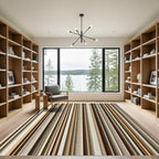 Earthy Rustic Tone Vertical Stripe Rug