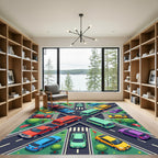 Isometric Traffic Grid Urban Scene Rug