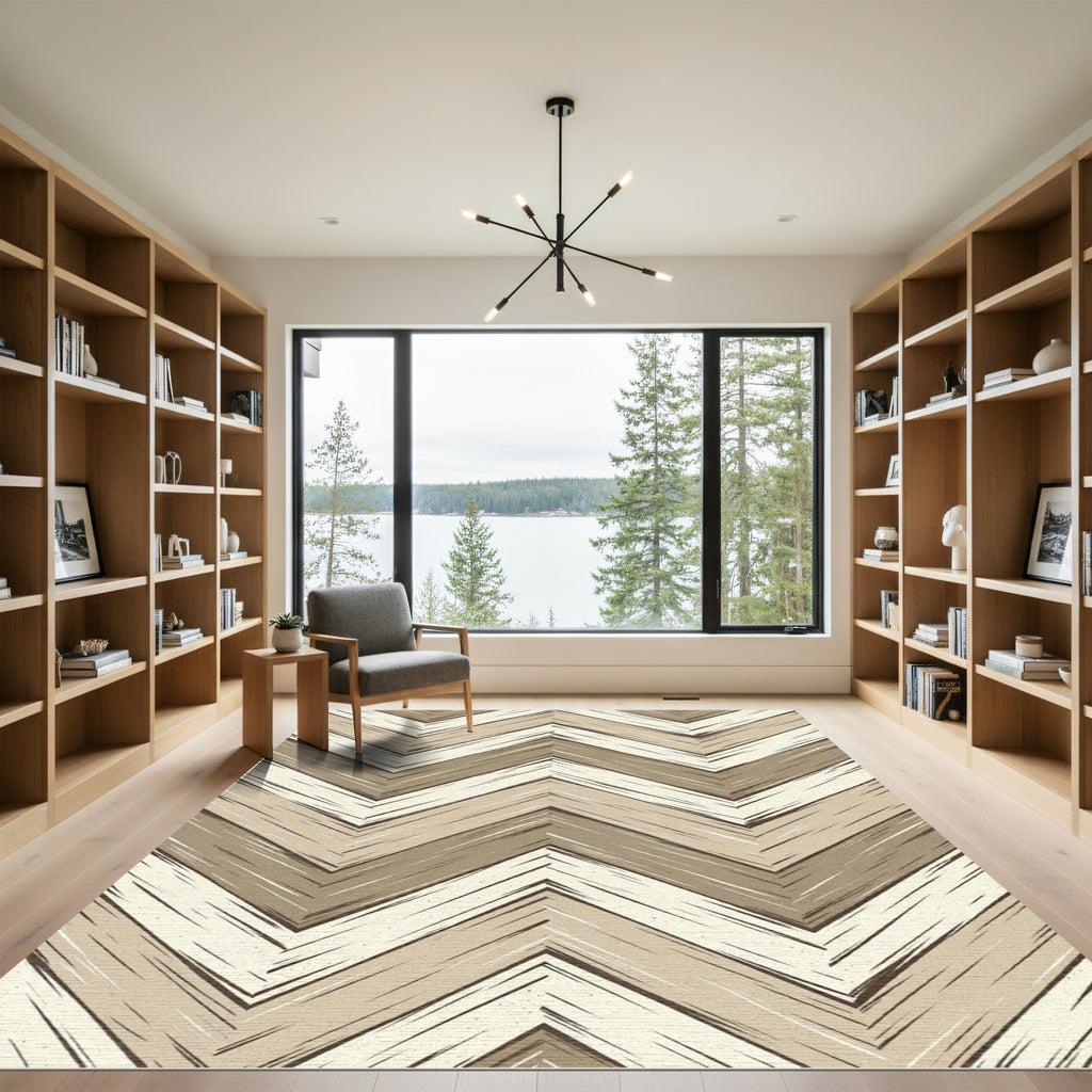 Earthy Tones Textured Chevron Rug