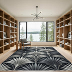 Art Deco Silver Palm Frond Rug