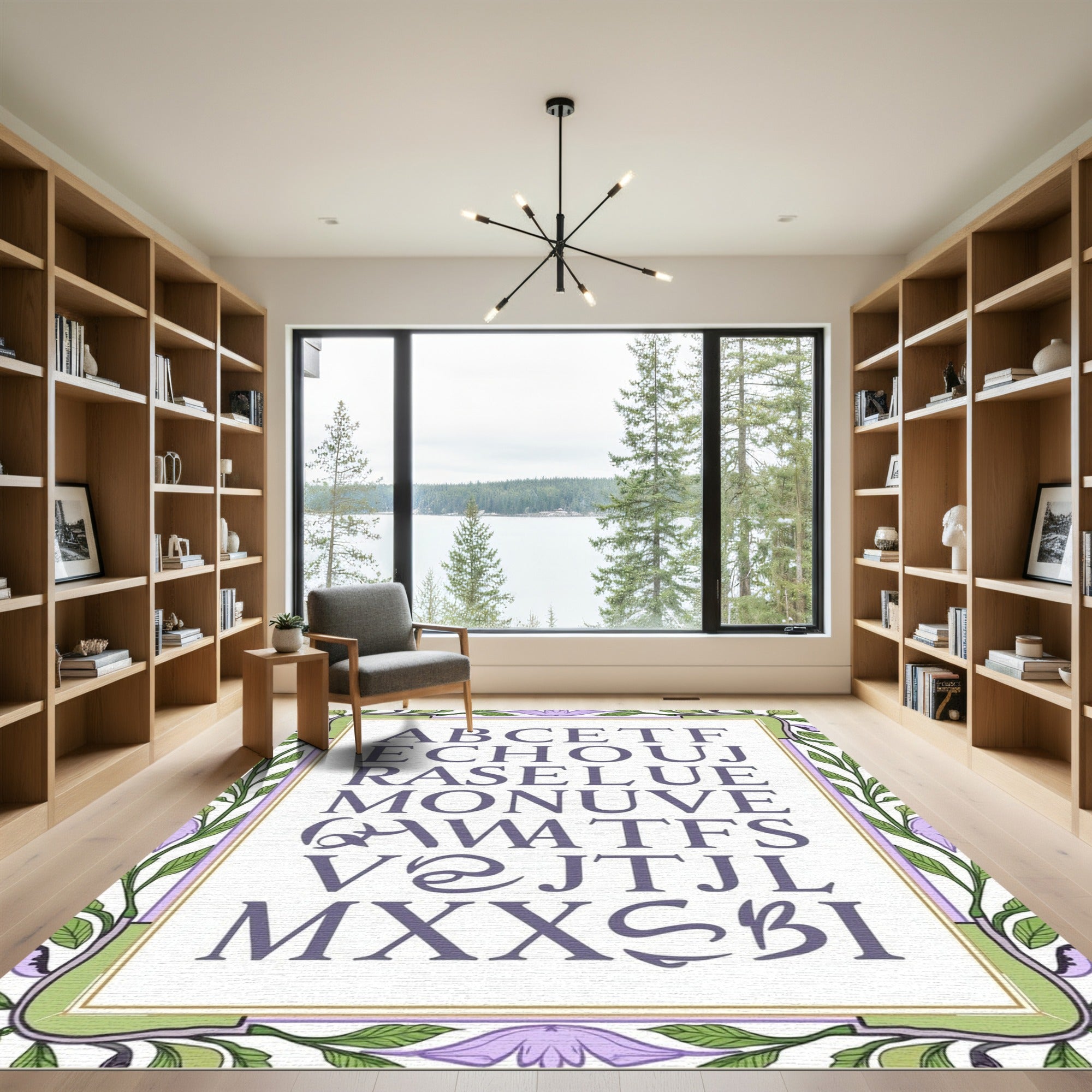 Art Nouveau Alphabet Border Lavenders Rug