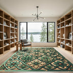 Sage Green Floral Trellis Vine Rug