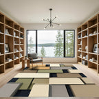 Organic Rectangular Blocks Earth Tones Rug