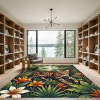 Lush Exotic Bengal Cat Jungle Tropical Rug