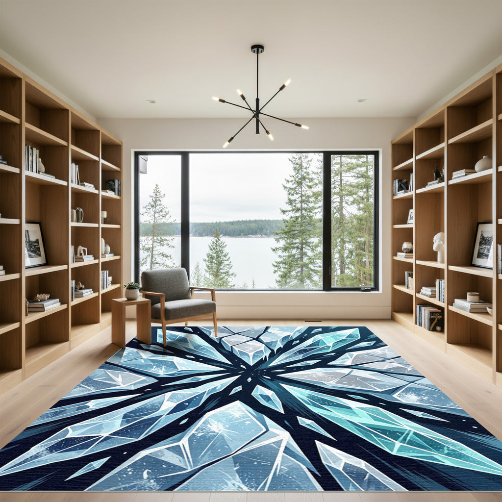 Crystal Ice Geometric Shard Burst Rug