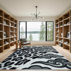 Monochromatic Jaguar and Clouds Graphic Art Rug
