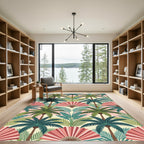Tropical Pink Palm Frond Fan Rug