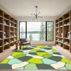 Modern Lime Green Abstract Organic Pebble Rug