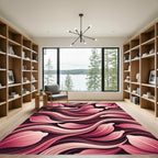 Crimson Petal Swirl Abstract Rug