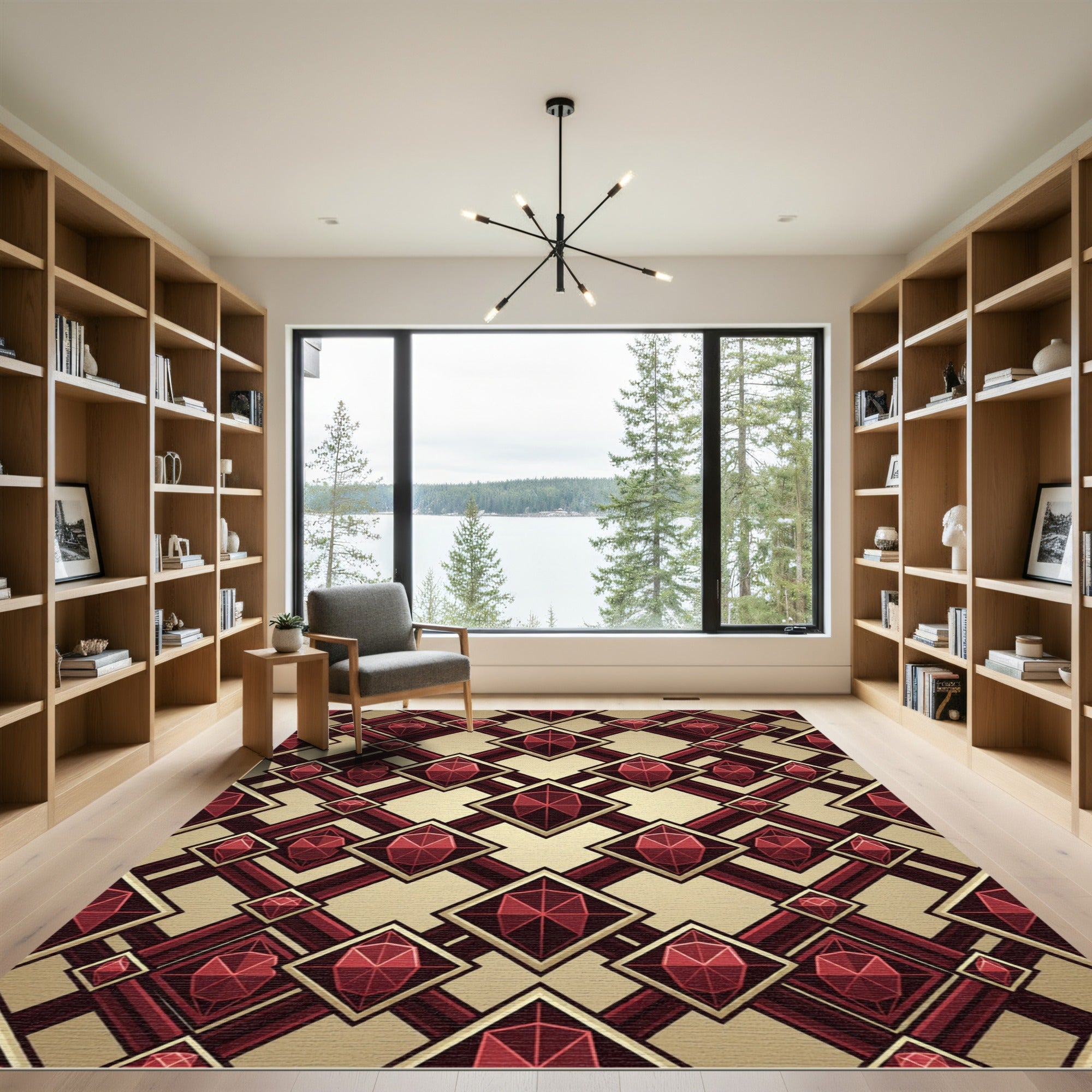 Garnet Gemstone Diamond Stripe Rug