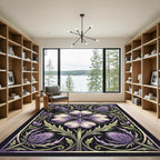 Art Nouveau Thistle and Petal Illustration Rug
