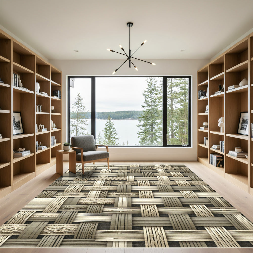 Neutral Interwoven Basket Texture Rug