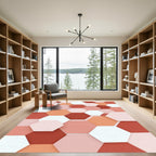 Modern Terracotta Hexagon Geometric Art Rug