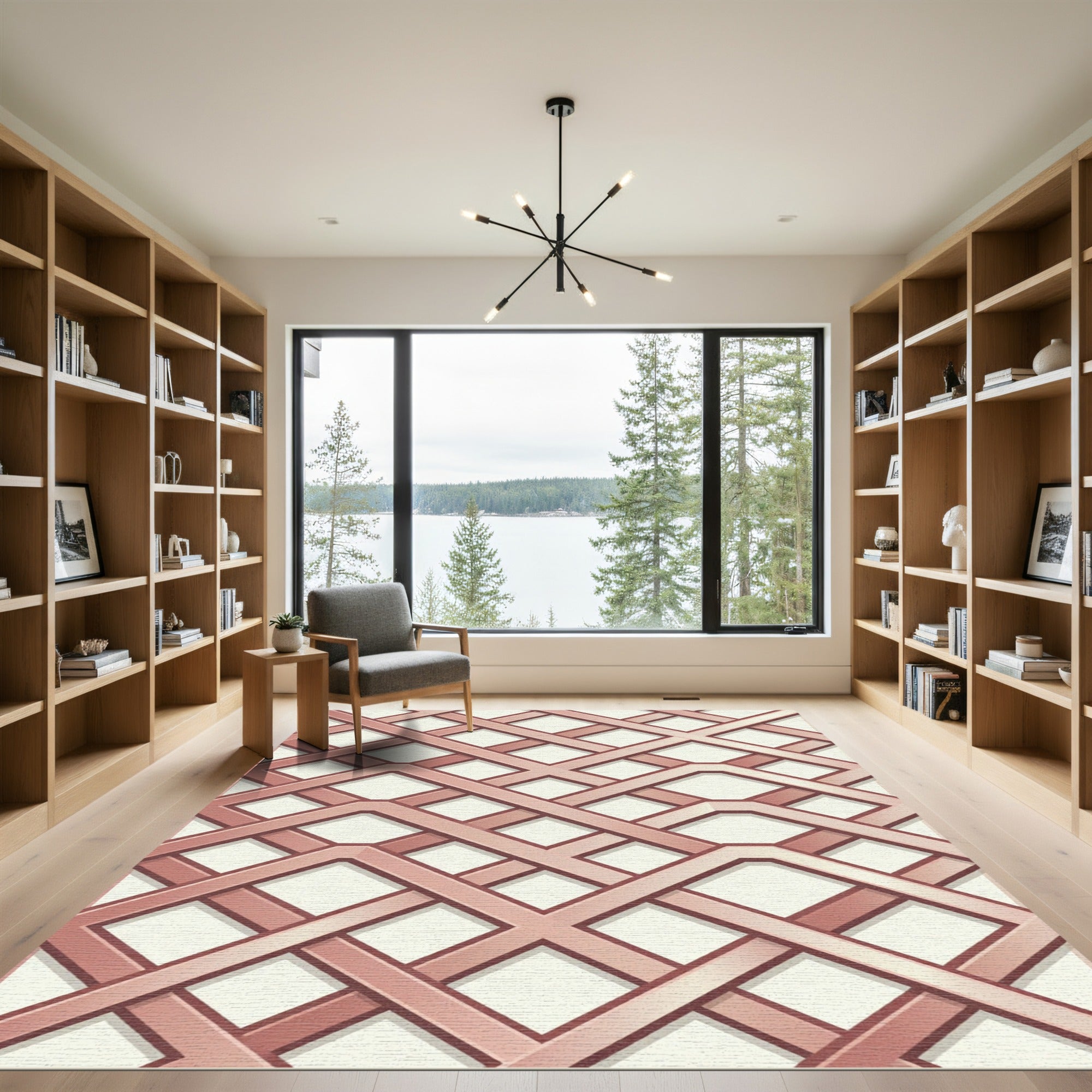 Rose Gold Lattice Geometric Interweaving Rug
