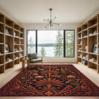 Ornate Black Amber Floral Arch Rug