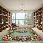 Coral Pink Floral Vine Swag Rug