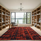 Woven Red Brown Basketweave Texture Rug