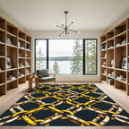 Interlocking Gold and Cream Chain Link Rug