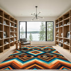 Vibrant Geometric Aztec Diamond Chevron Rug
