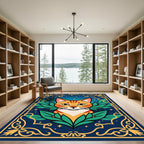 Orange Tabby Cat With Golden Frame Rug