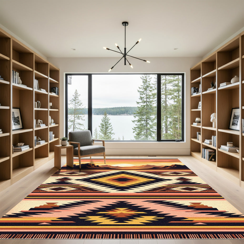 Southwestern Desert Sunset Geometric Rug