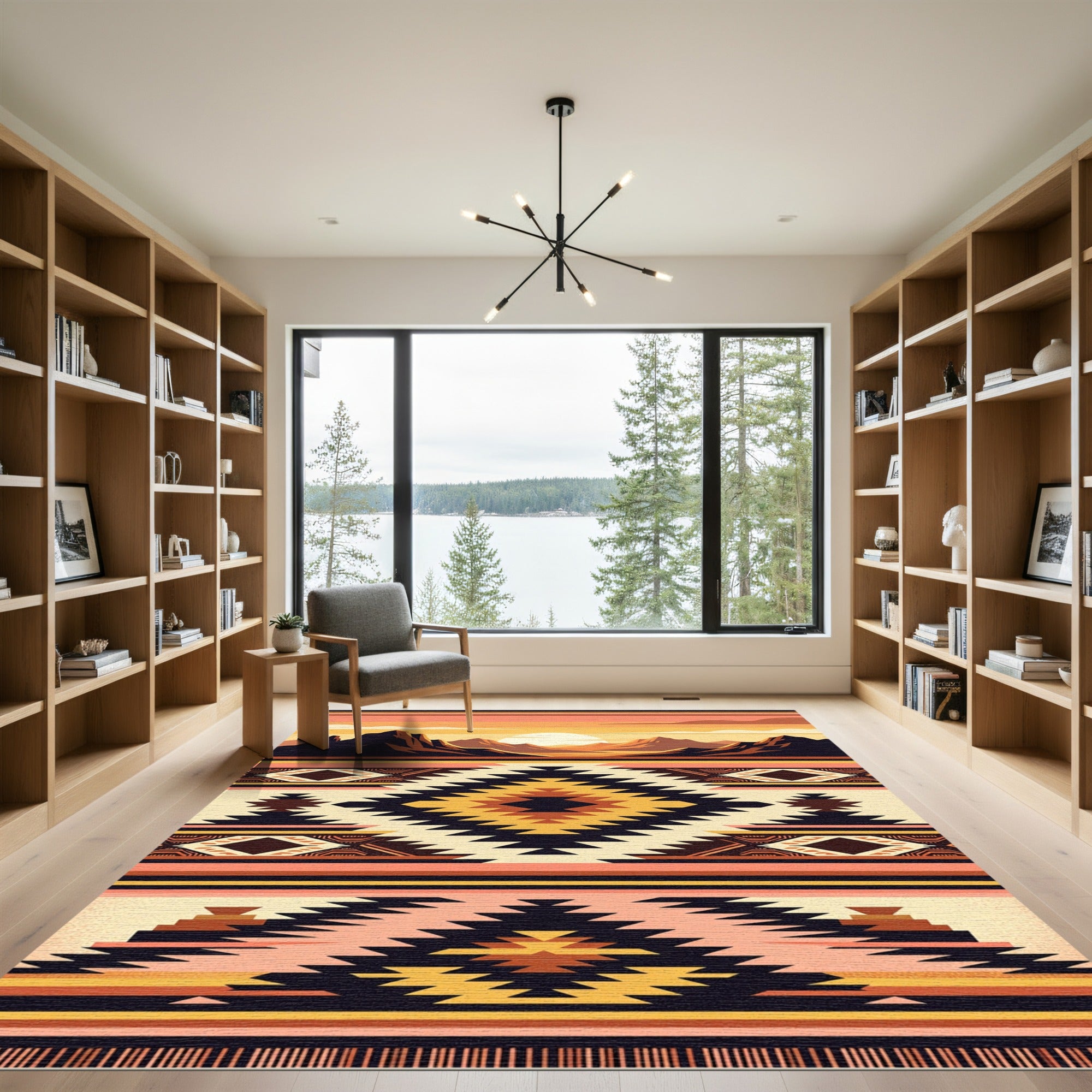 Southwestern Desert Sunset Geometric Rug