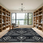 Monochromatic Geometric Diamond Striped Decor Rug