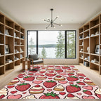 Sweet Strawberry Hearts Cupcake Pattern Rug