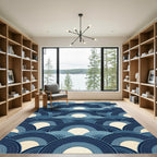 Japanese Indigo Waves Graphic Art Rug