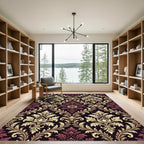 Rich Burgundy Gold Acanthus Scroll Rug