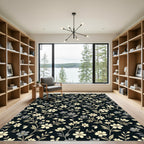 Cream and Grey Floral Vine Rug