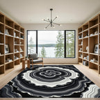 Monochrome Organic Ripple Abstract Swirl Rug