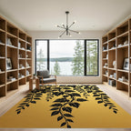 Black Ivy Vine Golden Tapestry Rug
