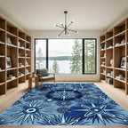 Deep Blue Starburst Geometric Rug