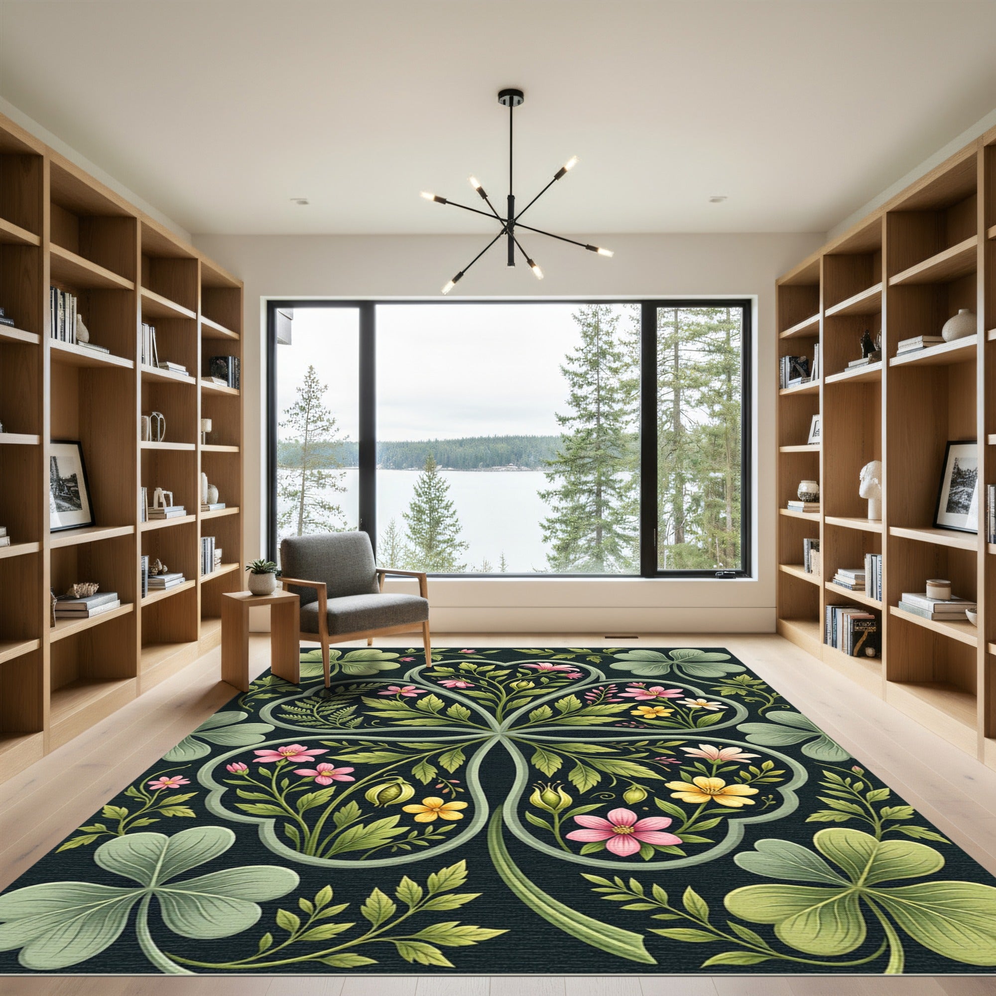 Botanical Four Leaf Clover Garden Rug
