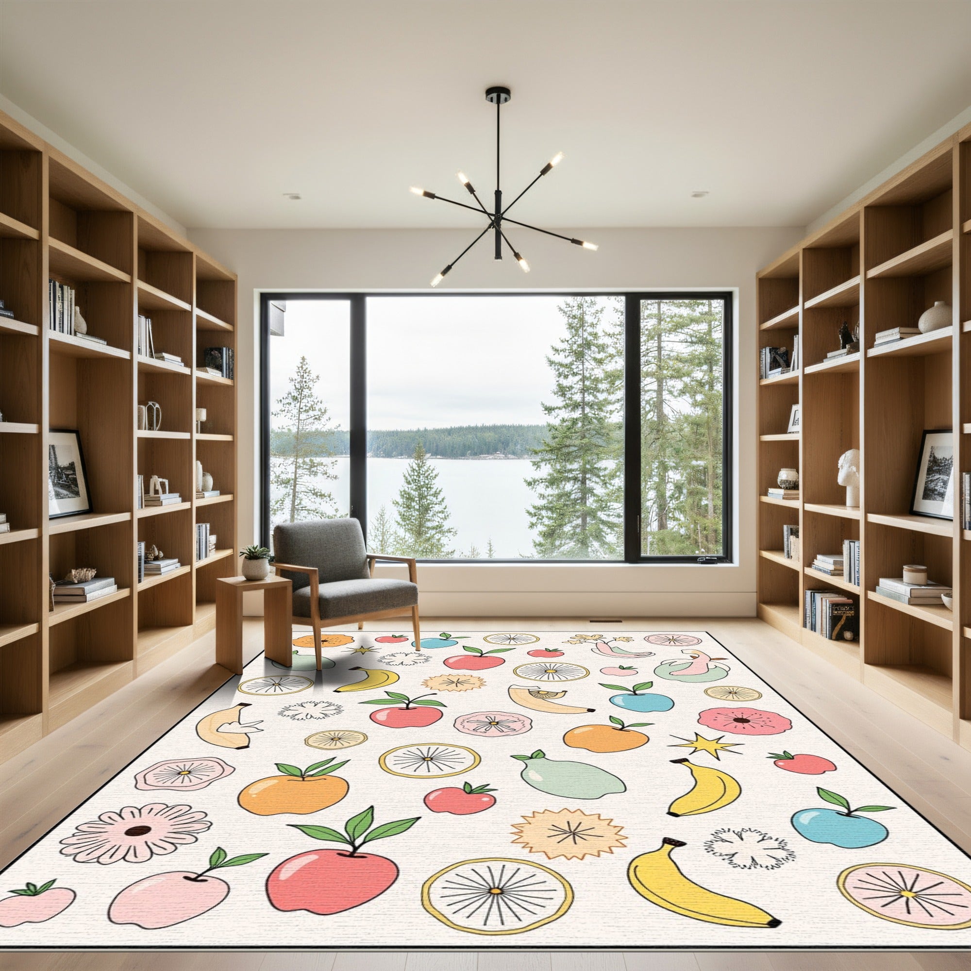 Whimsical Fruit Slice Flower Collage Rug