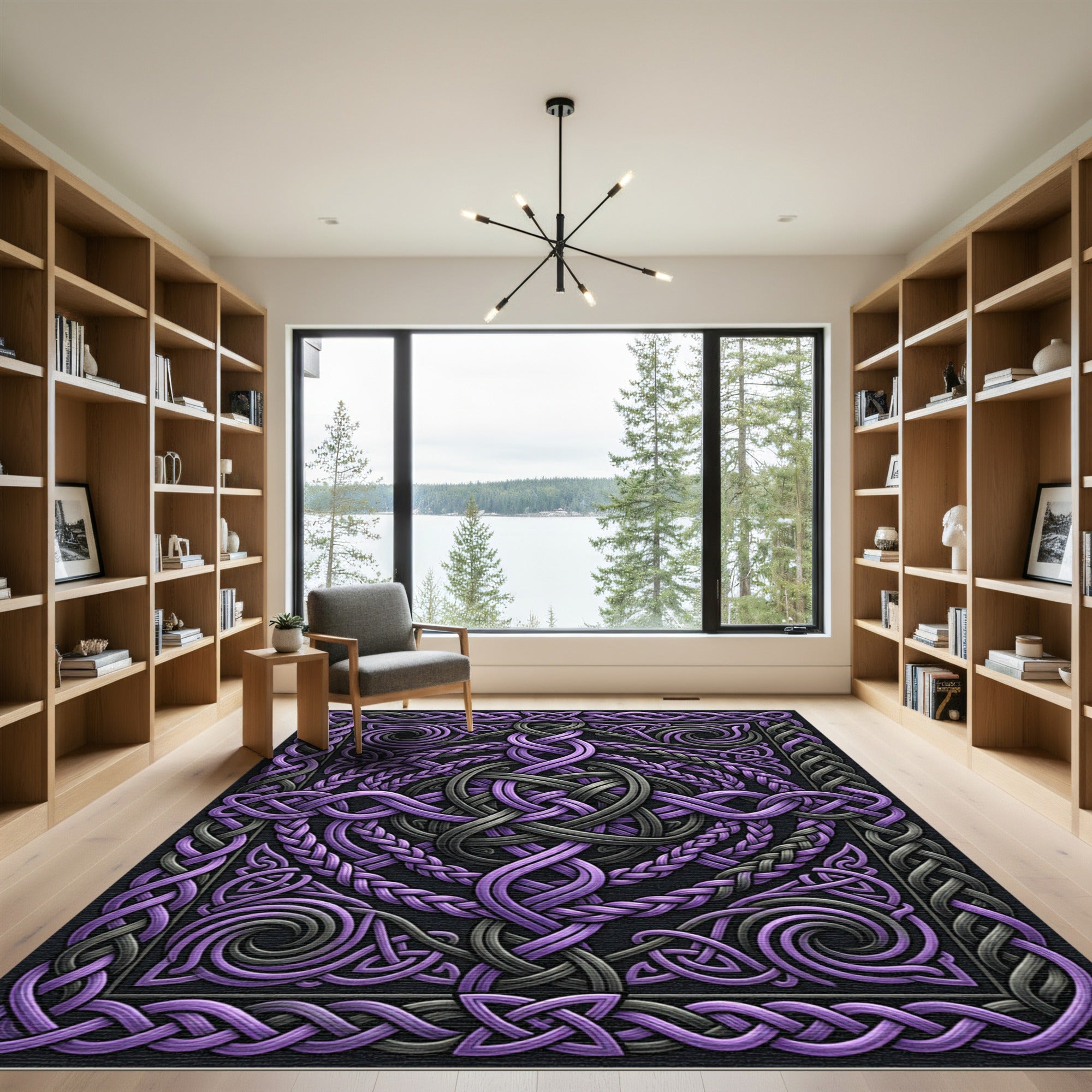 Ornate Purple and Gray Celtic Knotwork Rug