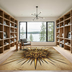 Radiant Golden Sunburst Mandala Rug