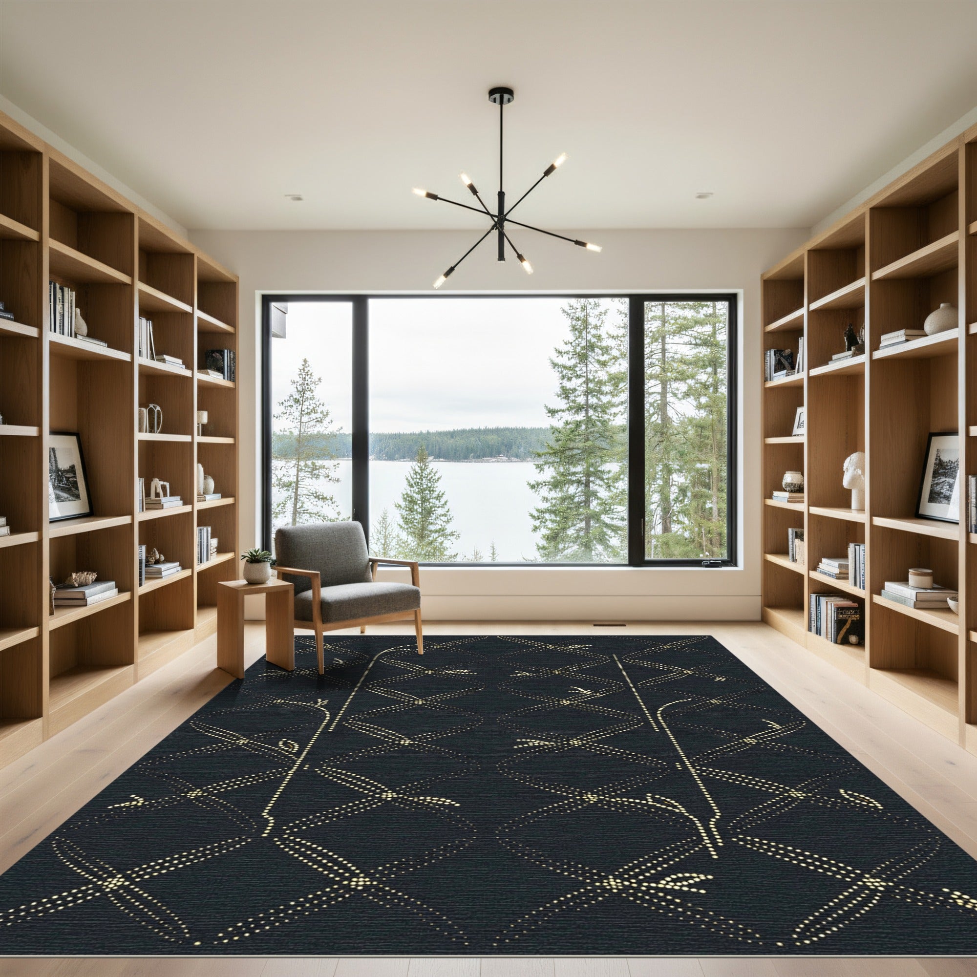 Golden Dot Weave Lattice Rug