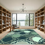Sophisticated Sage Green Geometric Interlocking Hexagon Rug