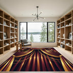 Rich Burgundy Gold Striped Velvet Drapes Rug