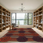 Orange Brown Spiral Rope Medallion Rug