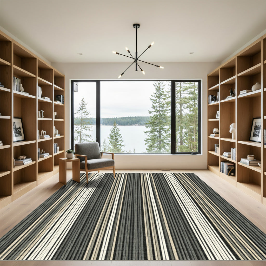 Earthy Tone Vertical Stripe Texture Rug