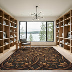Ornate Bronze Leaf Scrollwork Rug