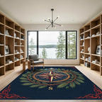 Vintage Alpine Compass Forest Wreath Rug