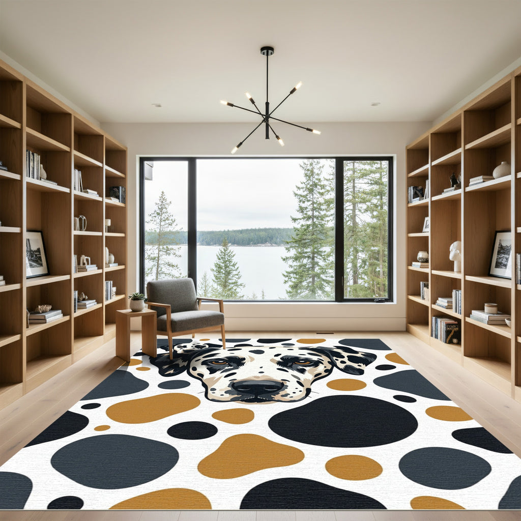 Dalmatian Spot Watercolor Black Ochre Rug