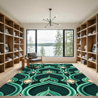 Emerald Arabesque Arch Teal Geometric Tapestry Rug