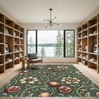 Botanical Pomegranate Forest Green Foliage Rug