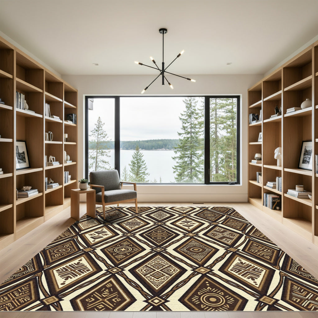 Earth Tones Diamond Medallion Rug