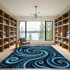 Azure Fluid Swirls Rug